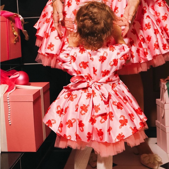 Pink and Red Infant Baby Girl Candy Cane Dress with matching Bloomers - NWT - Picture 3 of 7